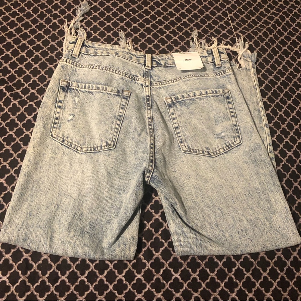 Garage MOM Miller Denim Jeans Distressed Destroyed Cropped Miller Blue Sz 7